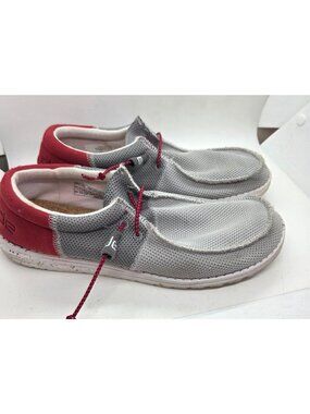 Hey Dude Mens Wally Sox Shoes EU 44 US 11 Gray & Red Casual Slip-On Lightweight